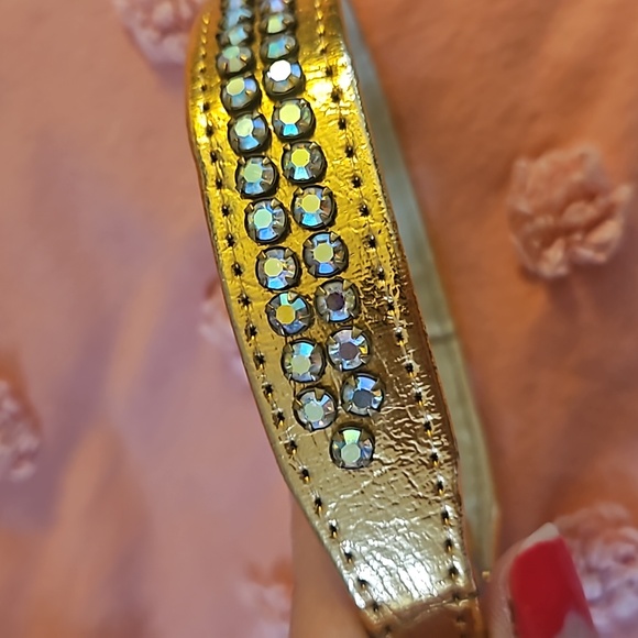 Vintage retro 80s dog collar rhinestones - Picture 2 of 4